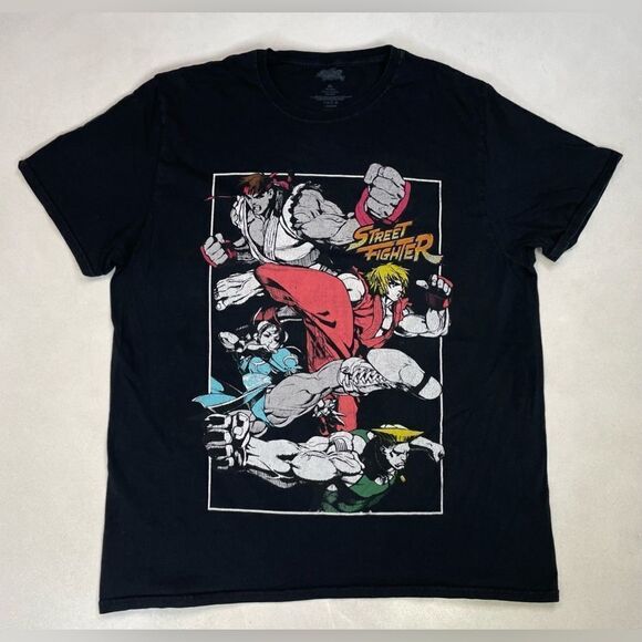Street Fighter Graphic T-shirt Men XL Black Short Sleeve - Picture 1 of 5